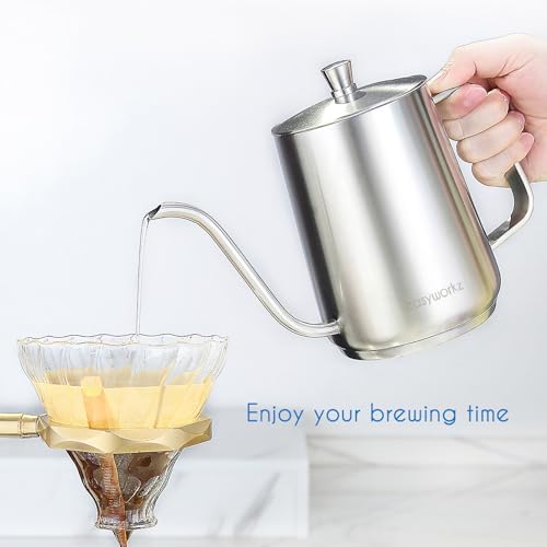 Easyworkz Gooseneck Pour Over Coffee Kettle 30 fl oz Bundled with Stainless Steel Coffee Spoon - Image 3