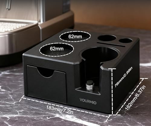 Espresso Tamping Station - 7 in 1 Espresso Coffee Organizer Box Fits for Storage 51/54/58MM Espresso Tamper, Distributor, Portafilter and Puck Screen Accessories, Plastic Tamp Station, Black - Image 2