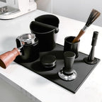 Coffee Tamper Mat 53mm Espresso Tamping Station Pad with Knock Box Slot Silicone and Wood Non Slip Base for Barista Home Kitchen Countertop (Black) - Image 3