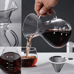 34oz Pour Over Coffee Maker with Stainless Steel Filter, Thickened Heat-Resistant Borosilicate Glass Dripper & Carafe, Stovetop Safe Hand Coffee Brewer with Handle for Home, Office, Camping (34oz) - Image 5
