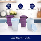 Tupperware Impressions Tumbler Set in Blue & Purple, 4 Count, Dishwasher Safe and BPA Free (4 Tumblers, 4 Lids, 17 fl oz each) - Image 4