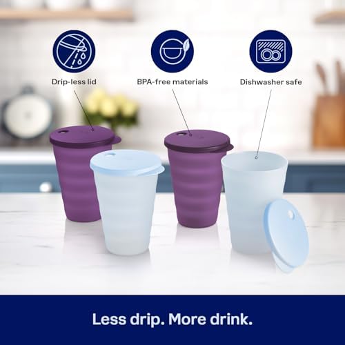 Tupperware Impressions Tumbler Set in Blue & Purple, 4 Count, Dishwasher Safe and BPA Free (4 Tumblers, 4 Lids, 17 fl oz each) - Image 4