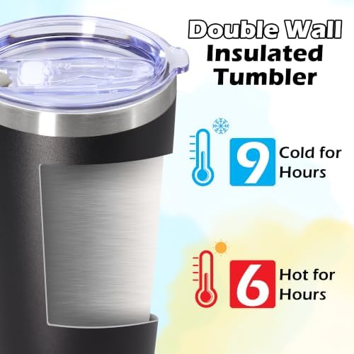 20oz Tumbler Insulated Tumblers Vacuum Coffee Mug with Lid Black 12Pack - Image 4