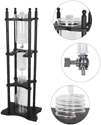 Cold Brew Maker Tower Iced Coffee Maker, Cold Brew Coffee Maker, 2500ml Vertical Japanese Style Glass Container and Wood Stand 25 Cups With Slow Drip Technology For Home Office Drip Coffee Maker - Image 6
