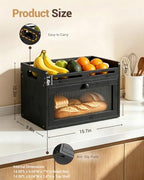 Bread Box for Kitchen Countertop, Bamboo Storage with Top Shelf, Black - Image 7