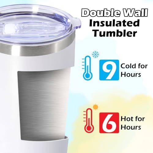 20oz Tumbler Insulated Tumblers Vacuum Coffee Mug with Lid White 12Pack - Image 4