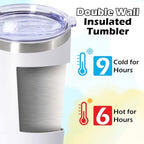 20oz Tumbler Insulated Tumblers Vacuum Coffee Mug with Lid White 12Pack - Image 4