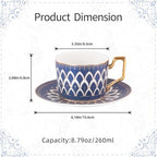 KAMMAK Tea Cups and Saucers Set of 2, Fine Bone China Coffee Cups, NX027 - Image 2