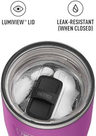 THERMOS Icon Series 24oz Stainless Steel Tumbler with Slide Lock Lid, Leakproof, Fits Cupholder, Dishwasher Safe, Griptec™ Non‑Slip Base, Keeps Drinks Hot 6 Hrs/Cold 22 Hrs, Plum - Image 5
