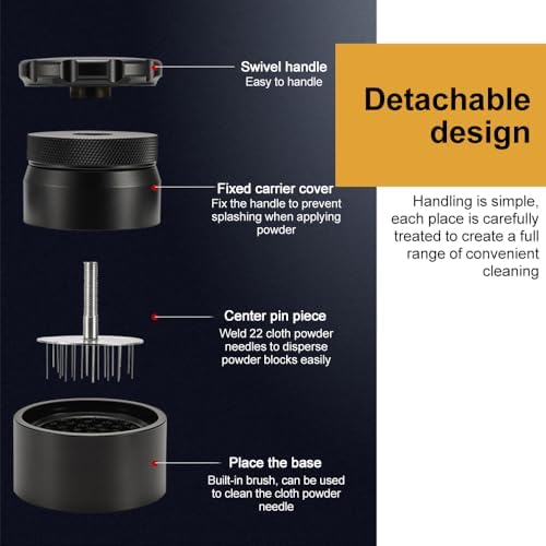 51mm Adjustable WDT Tool 22 Needles Espresso Distributor Leveler Geared Spinning Stirrer Coffee Distribution Tool with Cleaning Brush Base (51mm) - Image 4