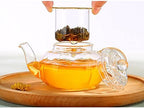 Glass Teapot 10oz with Vertical Stripes Clear Tea Kettle with Removable Glass Infuser 300ml Pumpkin Shape Tea Pot for Loose Leaf Teapot - Image 5