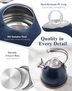 Harriet Whistling Tea Kettle for Stove Top, 2.5 QT Food-Grade Steel Teapot - Image 4