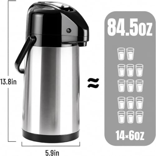 Coffee Carafe, Insulated Airpot Coffee Dispenser with Pump, 2.5L - Image 2