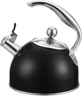 Viking 3-Ply Stainless Steel Tea Kettle, 2.6 Quart Stovetop Hot Water Pot with Tempered Glass Lid, Ergonomic Handle, Induction Ready, Matte Black by Unknown
