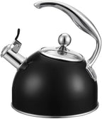 Viking 3-Ply Stainless Steel Tea Kettle, 2.6 Quart Stovetop Hot Water Pot with Tempered Glass Lid, Ergonomic Handle, Induction Ready, Matte Black by Unknown