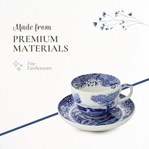 Spode Blue Italian Teacup and Saucer | Set of 4 Jumbo Mugs | Coffee Mug | 20 Ounce Cup for Tea, Lattes, Espressos, and Hot Beverages | Blue and White | Dishwasher Safe - Image 4