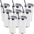 DOMICARE 30oz Tumbler Bulk with Lid and Straw, Double Wall Travel Coffee Mug, Insulated Vacuum Stainless Steel Tumblers, Powder Coated Tumbler Cup (White, 8) by VisittheDOMICARE