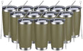 MEWAY 20oz Tumbler 12 Pack Double Wall Vacuum Insulated Travel Mug Bulk, Stainless Steel Tumblers with Lid and Straw, Durable Powder Coated Coffee Cups for Cold & Hot Drinks (Army Green, 12) by MEWAY