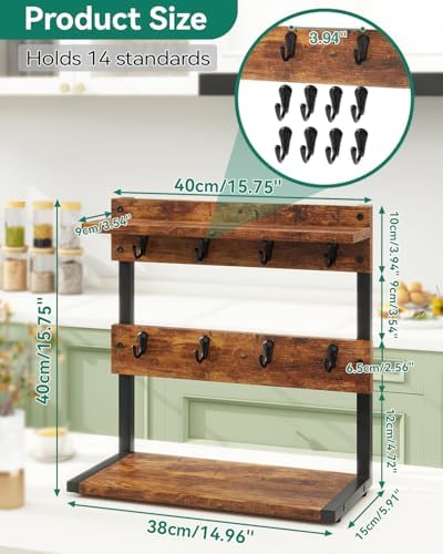 IBUYKE Countertop Mug Tree,Coffee Mug Cup Holder,Brown TBJ002H - Image 5
