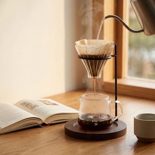 Coffee Dripper Stand Pour Over Coffee Dripper Holder Metal Wooden Stand with Base Portable Station Suitable for Commercial Kitchen Cafe 18x24cm - Image 4