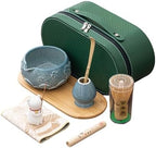 Matcha Whisk Set, Zen Travel Tea Ceremony Kit with Cat Figurine, Bamboo Whisk, Bowl, Incense & Portable Bag - 9-Piece Portable Matcha Set for Mindful Gifting & On-The-Go Rituals (I) by Unknown