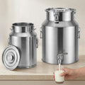 1-26 Gallon Stainless Steel Milk Bucket Beverage Dispenser with Faucet by Unknown