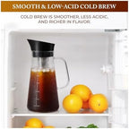 Glass Cold Brew Coffee Maker 1L/33oz - Borosilicate Glass Pitcher with Stainless Steel Filter, No Plastic Taste, Airtight Lid & Ergonomic Handle, Fits Fridge Door, Iced Coffee & Tea Maker - Image 4