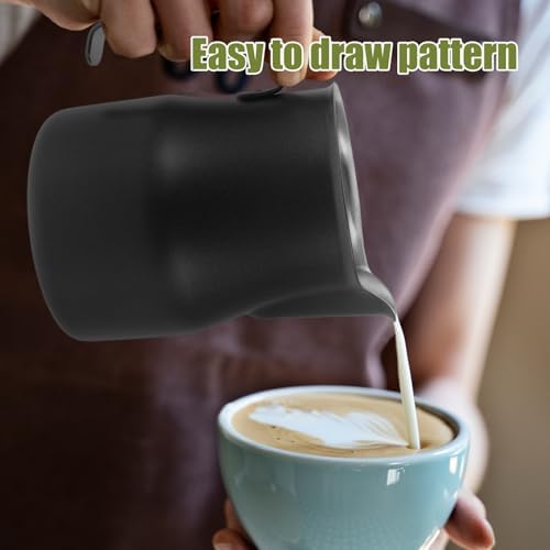 jojofuny 3pcs Stainless Steel Frother Pitcher for Latte Art Embossed Design Espresso Steamer Cup for and Enthusiasts - Image 5