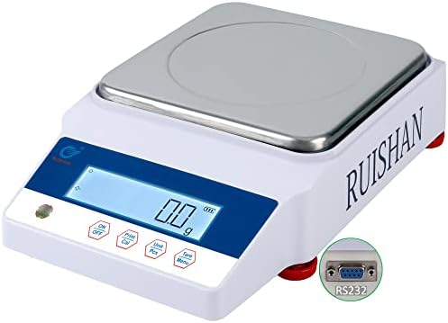 Large Range 10kg x 0.1g Precision Lab Balance Scale - Grain/Gram Scale - Table Top Industrial Laboratory Weighing and Measuring Scale by RUISHAN