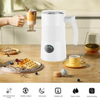Electric Milk Frother Automatic Warm Cold Foam Maker Large Capacity Low Noise Dishwasher Safe Easy to Clean Coffee Hot Chocolate Maker Machine White White US Plug - Image 2
