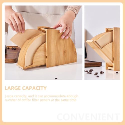 Decorative Coffee Filter Stand Large Capacity Wood Holder - Image 7