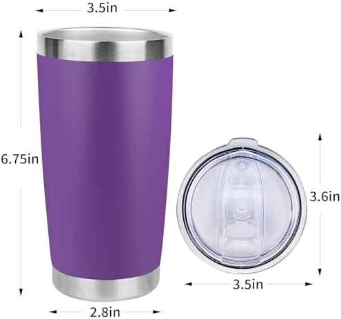 20oz Stainless Steel Tumbler Bulk with Lid, Travel Mug - Double Wall Vacuum Powder Coated Cup - Purple, 6 Pack - Image 4