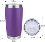 20oz Stainless Steel Tumbler Bulk with Lid, Travel Mug - Double Wall Vacuum Powder Coated Cup - Purple, 6 Pack - Image 4