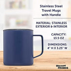 DISCOUNT PROMOS Kenai Powder Coated Travel Mugs 13.5 oz. Set of 6, Bulk Pack - Double Wall, Perfect for Coffee, Hot Cocoa, Other Hot & Cold Beverages - Blue - Image 4