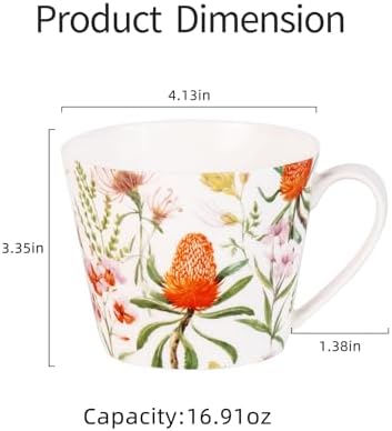 KAMMAK Bone China Coffee Mugs, 16oz Ceramic Tea Cups, Set of 2 - Image 2