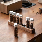 Coffee Bean Storage Rack with Four Glass Containers and Wooden Stand - Image 5