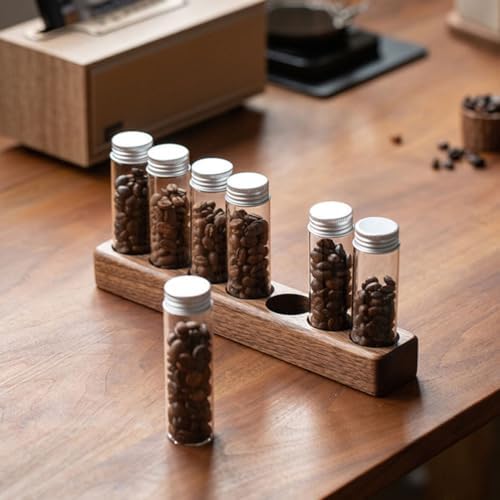 Coffee Bean Storage Rack with Four Glass Containers and Wooden Stand - Image 5