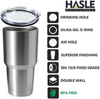 HASLE OUTFITTERS 30oz Stainless Steel Tumbler, Double Wall Vacuum Insulated Travel Mug Tumbler, Durable Insulated Coffee Mug, Gift Box Set (Silver, 8) - Image 2