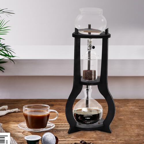 Cold Brew Coffee Maker, 600ml Cold Brew Iced Coffee Drip Tower Wooden Coffee Maker for 6-8 Cups Coffee, Offices Home Coffee Maker Brewer Machine (Grey) - Image 5