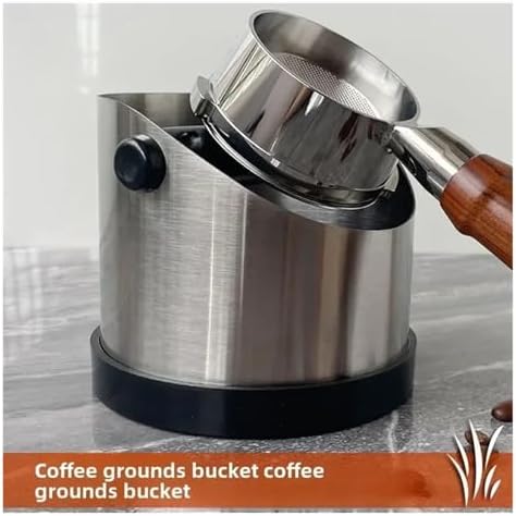 Coffee Ground Knock Box With Rubber Ring Espresso Knock Box Non Slip Beveled Coffee Ground Bin Stainless Steel(StyleD 700ml) - Image 2