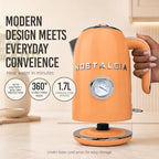 Nostalgia Retro Electric Kettle,1.7L Enamel-Coated Stainless Steel - Orange - Image 2