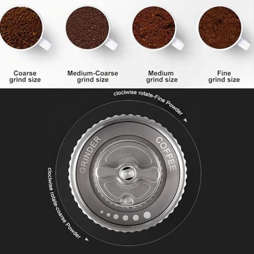 Manual Coffee Grinder – 6-Star Stainless Steel Burr, Adjustable Grind Settings, Portable Manual Espresso & Burr Coffee Grinder With Brush, Durable Body, 30g Capacity- Gray - Image 5