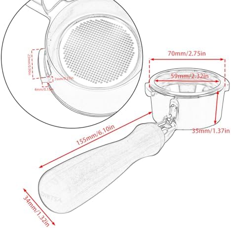 DIBTSA 58mm Bottomless Portafilter Compatible with Gaggia, 304 Stainless Steel 2 Ears Coffee Portafilter with Reusable Filter Basket and Wood Handle, Espresso Machine Replacement Parts - Image 2