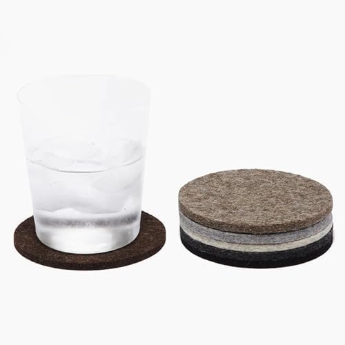 Graf Lantz - Bierfilzl Merino Wool Round Coasters Set of 6 - Earth (4" Circles) - Absorbs 30% of Weight - German Wool - Heat Resistant, Sustainable, & Reusable - Home Decor & Coffee Table Decor by GrafLantz