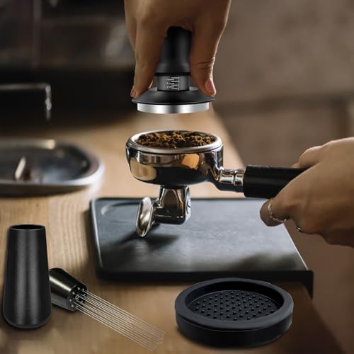 22 PCS Espresso Accessories, 51mm Coffee Espresso Tamper Set, with Espresso Tamper, WDT Tool, Coffee Stirrer, Frothing Pitcher, Latte Art Pen, Tamper Mat, Coffee Stencils for Espresso Machine - Image 7