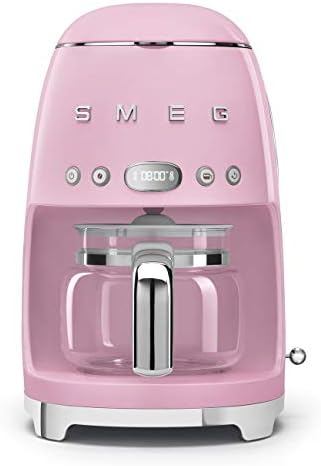 Smeg 50's Retro Style Aesthetic Drip Coffee Machine with 10 Cup Glass Carafe, Auto Start Feature, Keep Warm Plate, and Two Coffee Strength Settings (Pink) by Unknown