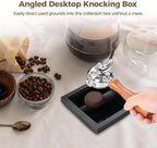 Espresso Coffee Ground Knock Box Chute, Desktop Knocking Residue Box with Rubber Bar, Square Bottomless Waste Bucket, Compact Barista Tool for Home, Café, Office - Image 2