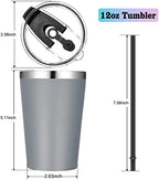 VEGOND 12oz Tumbler Stainless Steel Tumbler bulk Vacuum Insulated Double Wall Travel Tumbler with Lid and Straw Reusable Tumbler, Grey 6 Pack - Image 4