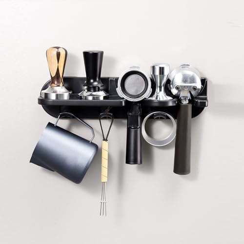 Wall Mounted Coffee Station Organizer, Floating Wall Mount Rack for 58mm Portafilter Storage with Tamper and Distributor Holder, Coffee Accessories Shelf for Home Bar Kitchen Offic - Image 3