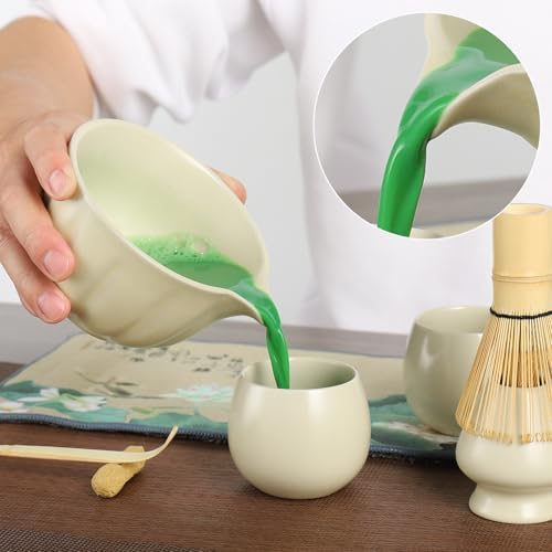 10 Pcs Matcha whisk Set,13 OZ,With 2 Cups,Complete Matcha Kit Set for Matcha Tea Ceremony,Elegant Matcha Tea Set for Tea Lovers（Beige） - Image 5
